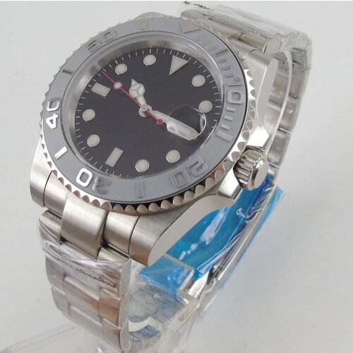 40MM Black Sterile Dial Sapphire Glass NH35 Ceramic Bezel Date Luminous MIYOTA 8215 Movement Automatic Mens Watch