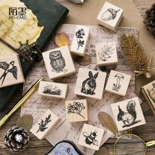 Retro Decoration Wood Stamp Owl Squirrel Rabbit Wooden Rubber Stamps For Scrapbooking Handmade Card Diy Stamp Photo Album Craft