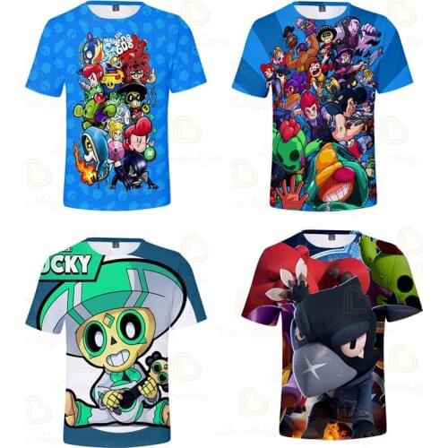 Baby 8 To 19 Years Kids Shirt Cartoon Tops Teen Clothes POCO Shelly Shooter Game Leon 3D Printed T-shirt Boys Girls