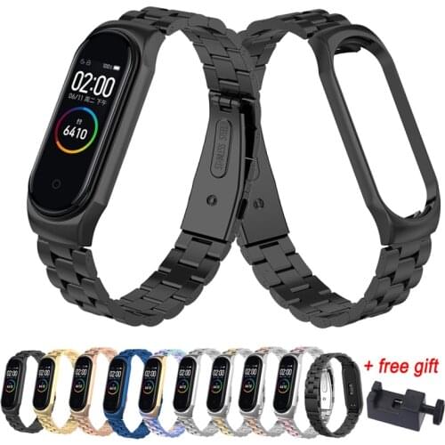 For Xiaomi mi band 4 bracelet Stainless Steel Band mi band 4 3 strap Metal mi band 4 3 ремешок pulseira mi band 4 3 With Tool
