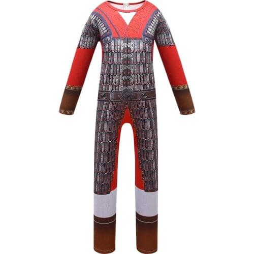 Movie Cosplay costume Mulan 2020 Hua Mu lan Cosplay Jumpsuit Romper Costume Kids Fancy Party Dress Up Halloween Costume