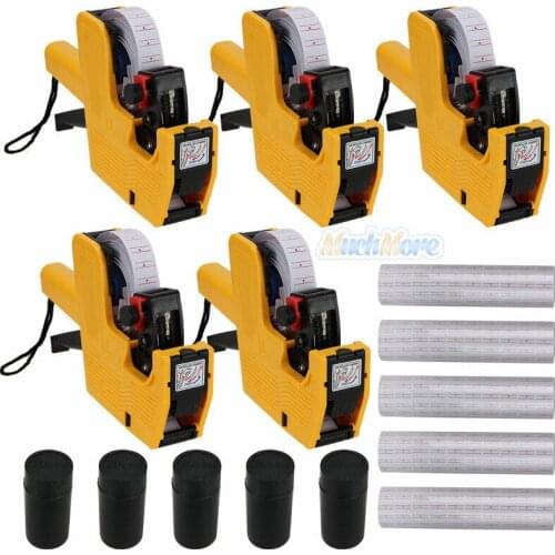 [ Fly Eagle ]5x MX-5500 8 Digits Price Tag Gun + 25000 White w/ Red lines labels +5 Ink Yellow