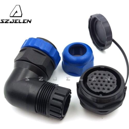 SD28TA-ZM, 90 degree elbow waterproof connector 24pin, IP68, 24pin Panel Mount connectors, Machinery automation wire connectors