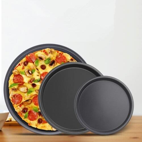 Carbon Steel Pizza Pan Non-stick Mold Baking Tool Baking Mould Pan 9/10/11/12/14inch Round Pizza Plate Pizza Pan Deep Dish