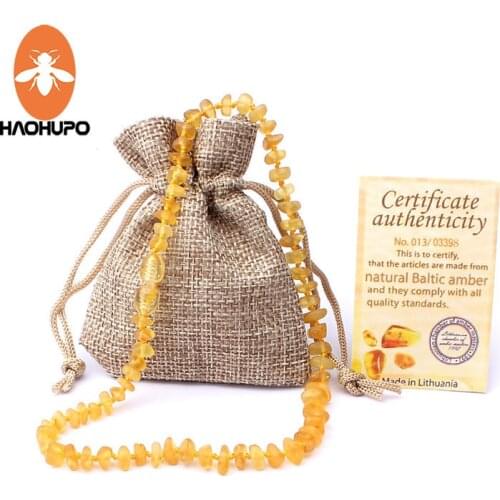 HAOHUPO Gold Amber Teething Bracelet/Necklace for Baby Adult 8 Sizes Natural Amber Stone Women Jewelry GIC
