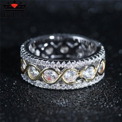Wedding ring 8mm Width Womens Bague Cool Golden Wave With Shining AAA Cubic Zirconia Kpop Rings Fashion Jewelry Diamond Jewelry