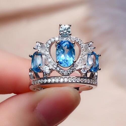 CoLife Jewelry 925 Silver Crown Ring for Young Girl 3 Pieces Natural Topaz Ring Vintage Sterling Silver Topaz Jewelry