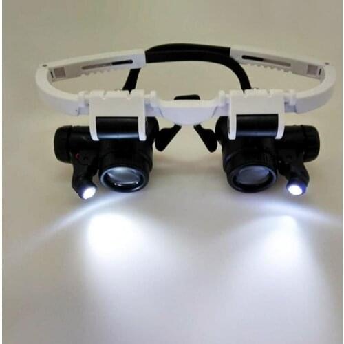 Head-Mounted Illuminating Microscope Headband Repair LED Lamp Light Magnifying Glass With 8x 15x 23x Magnifier Loupe Glasses