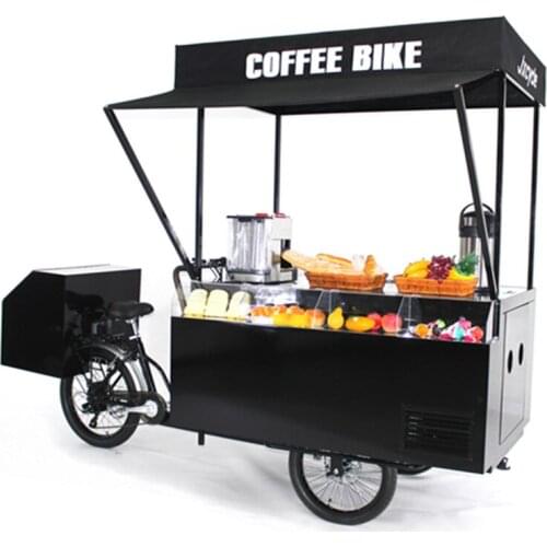 Multifunctional Mobile Food Cart Pedal and Electric Cargo Bike Coffee Drinks Fruit Bread Snack Kiosk Adult Tricycle Free Shiping
