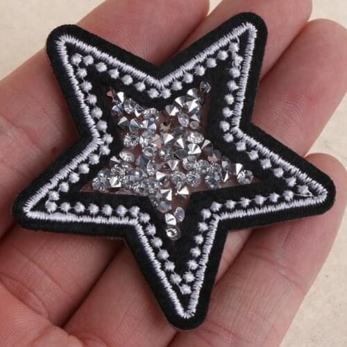 2pcs/lot Sequined Silver Star Patch Iron On Sew On star Stickers for Clothes Jeans Appliques DIY Coats Pants Badge Sewing Path