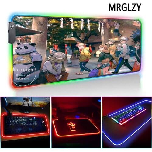 MRGLZY Hot Anime LED Light RGB Gamer Jujutsu Kaisen Multi-size XL Large Mouse Pad DeskMat Gaming Accessories for Laptop Keyboard