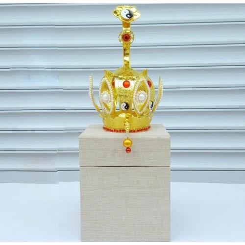 Daoism articles and artifacts alloy copper Taoist cap gao Gong Taiji Lotus crown taoism hat