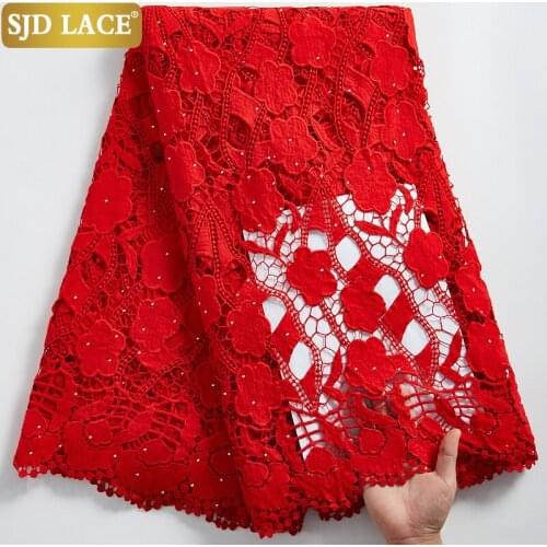 SJD LACE Cutout African Cord Lace Fabric Top Quality Water Soluble Nigerian Guipure Cord Lace Fabric For Wedding Festival A2315