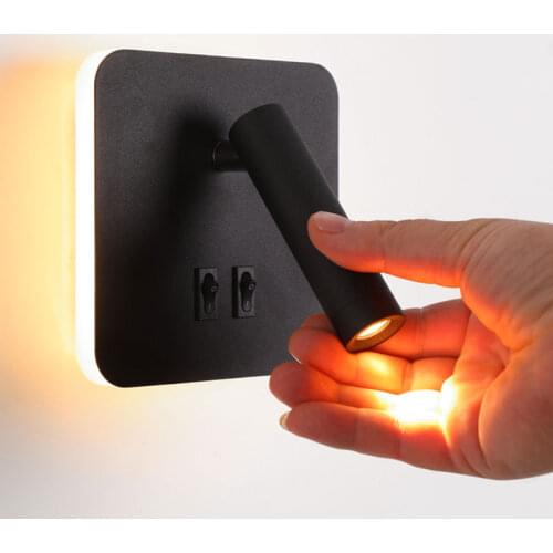 Nordic Bedside Reading Wall Lamps Living Room Bedroom Lights Study Wall Multifunctional with Spotlight Switch Lighting Fixture