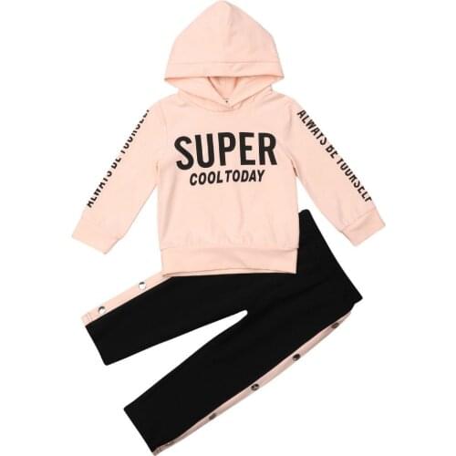 Toddler Kids Baby Girls Hooded Tops Pants Tracksuit Sportswear Outfits Clothes