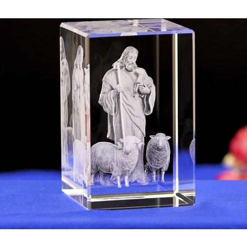 Jesus Shepherd Statue Christian Model Catholic Crystal Engraving Creative Holiday Gift Decoration Home Decoration
