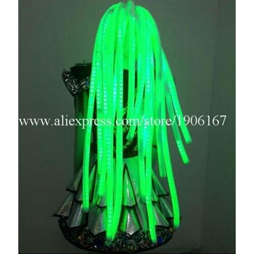 3 Colors LED Light Up Hair Luminous Cosplay Wigs Halloween Christmas Headwear Party For Dancing Bar DJ Club Free Shipping