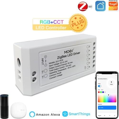 Tuya Zigbee 3.0 Smart LED Strip Controller RGBCCT LED Compatible With Echo Plus SmartThings App RGB+C+W Remote Control Voice