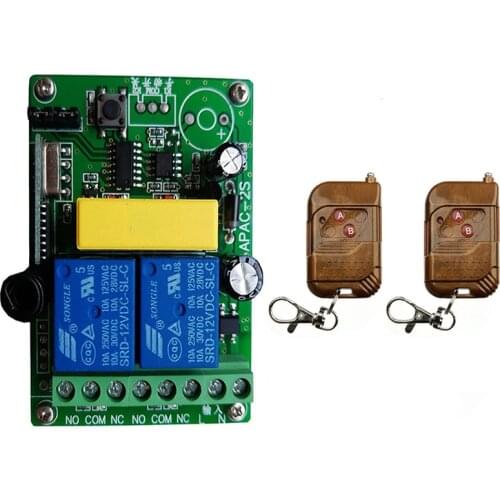 Universal Wireless Remote Control Switch AC 220V 2CH relay Receiver Module With 2 channel RF Remote 433 Mhz Transmitter