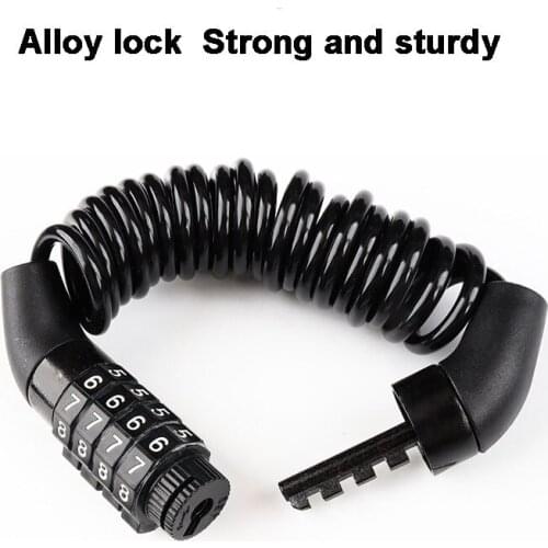 Bicycle Anti-theft Lock 4 Digit Password Alloy Helmet Lock Telescopic Wire Motorcycle Mountain Bike Outdoor Sturdy Easy To Carry