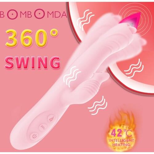 Tongue Licking Vibrator For Women Masturbator 360 Degree Swing Heating Vibrator Nipple Clitoris Licking Vibrators Adult Sex Toys