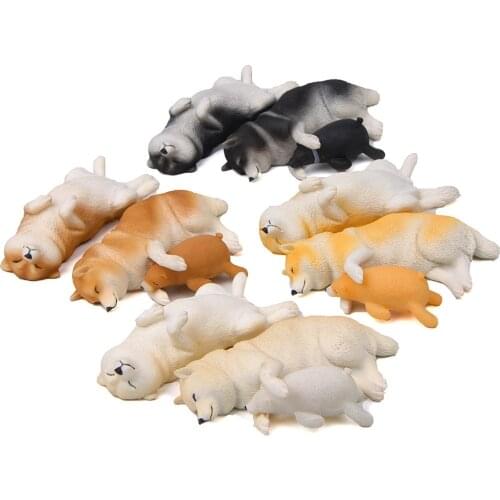 Japanese Cute Kawaii sleeping Pet animals Shiba Inu figurine Collection Decoration Figures Kids Toy