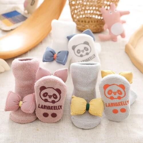 Winter socks baby girls cartoon long ear rabbit design tube socks for princess girls leg warmers thick terry Non-slip socks kids