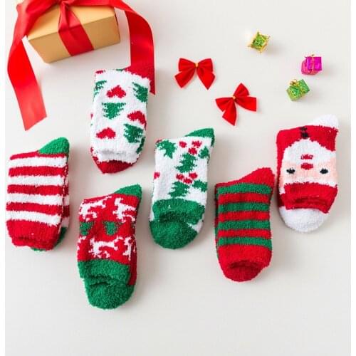 1pair New Winter Warm Colorful kawaii Stereo Socks Arrivals Women Sock Soft Cotton Cute Santa Claus Deer For Girl Christmas Gift