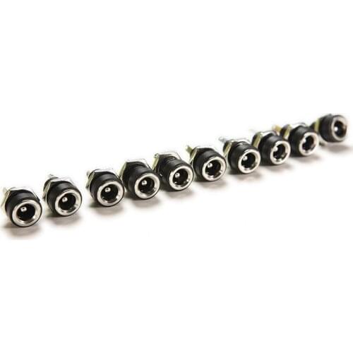 10Pcs 3A 12 V DC Power Supply Jack Socket 2 Pin Plug Female Panel Mount Connector Adapter Converter with Nut 5.5mm x 2.1mm