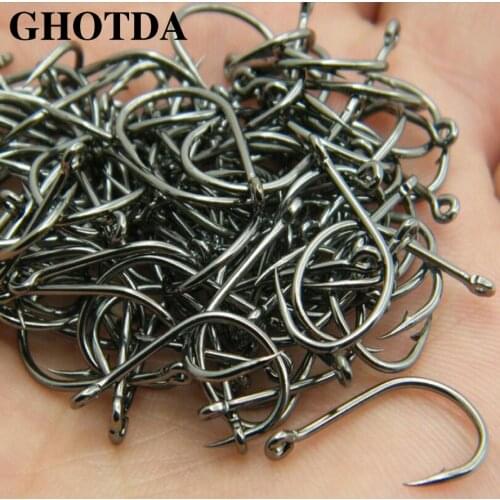100pcs/box High Carbon Steel Fishing Hook #4 #6 #8 #10 #12 Fishhooks Pack