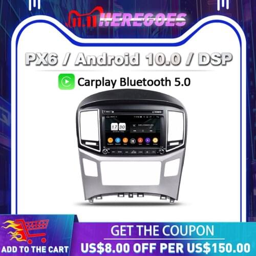 1280*720P PX6 8" DSP 2 din Android 10.0 4G+64G Car DVD Player GPS Bluetooth 5.0 RDS Radio For Hyundai H1 Grand Starex 2016 2017