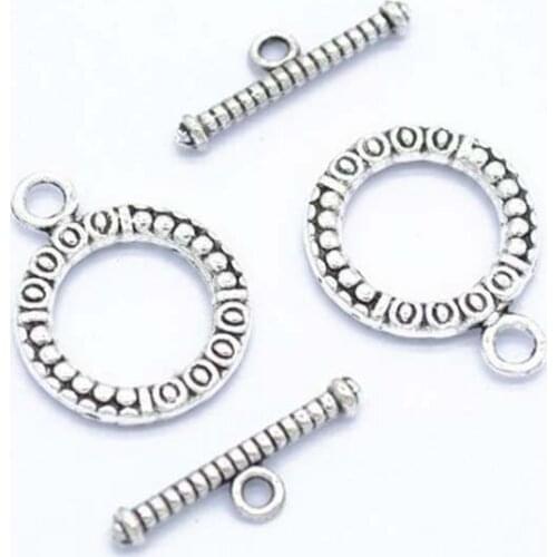 25sets Antique Silver Toggle Clasps Hook Fit Bracelet Necklace Findings Alloy Connectors For Jewelry Making