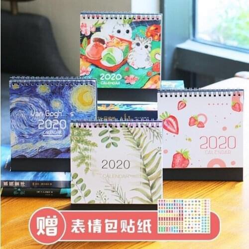 50pcs/lot 2020 Calendar Retro Van Gogh illustrations/leaf/strawberry/Cat Kawaii Desk Calendar Organizer Schedule Planner