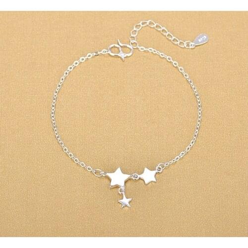 Silver Anklets 925 Fashion Silver Jewelry Star Anklet for Women Girls Friend Foot Barefoot Leg Jewelry Gift