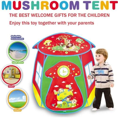 Kids Play Tent Portable Folding Multi-functional Mushroom Tent Children Boy Cubby Play House Kids Gifts Outdoor Toy Tents Castle