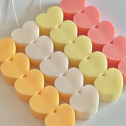 Love Heart Shape Candle Mould Soy Wax Silicone Candle Mold Cube Aromatherapy Molds For Plaster Hand-made Soy Aroma Wax Soap Mold