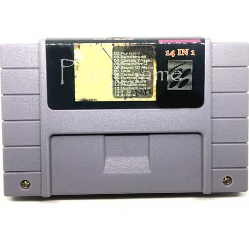 14 in 1 for 16 bit 46 pin Console with Earthbound Chrono Trigger Secret Of Mana Harvest Moon Fantasy 2 for USA Version