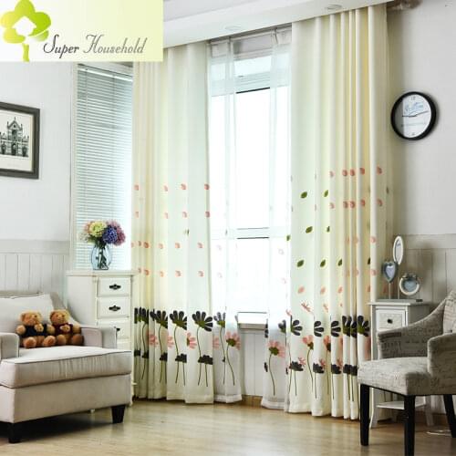 Korean Pastoral Cartoon Small Fresh Curtains for Bedroom Embroidered Floral Curtains for Living Room Window Children Curtains