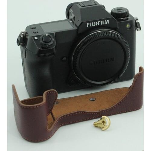 Leather Camera Bag Half Case Body For Fujifilm GFX100S Fuji GFX-100S Bottom Cover Open battery Black Coffee Brown