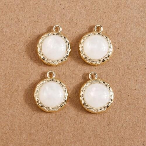 5pcs 14*18mm Round Opal Charms Pendants for Jewelry Making Drop Earrings Necklace Women DIY Handmade Craft Jewelry Accessories