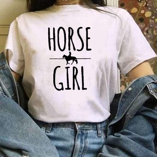 Horse Girl Letter Print T Shirt Women Short Sleeve O Neck Fashion Tshirt Tops Summer Women Casual Tee Shirt Tops Camisetas Mujer