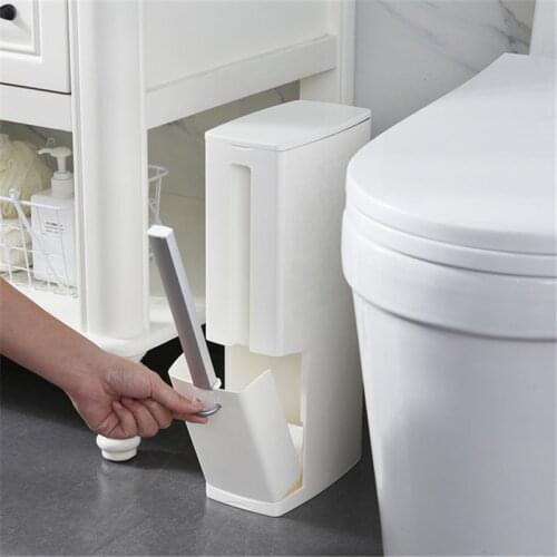 Multi-function Cleaning Brush Trash Can Storage Integrated Suit Fashion Toilet Brush Bathroom Accessories Set