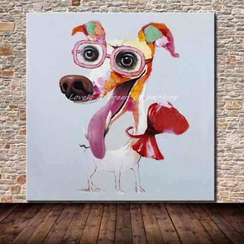 Mintura Cartoon Animals Abstract Oil Paintings Dog Wears Glasses Wall Stickers Kids Wall Decor For Living Room Kids Room Bedroom