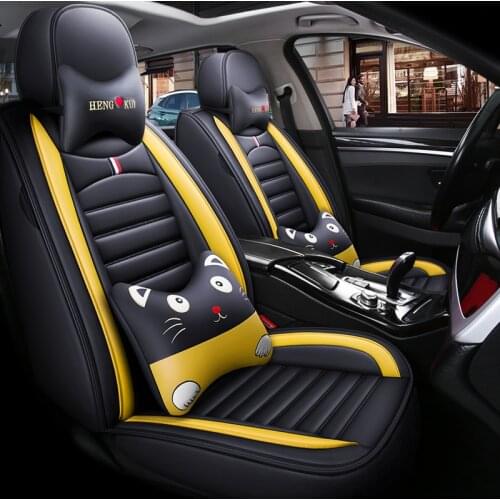 Cartoon Leather Car Seat Cover for RENAULT Clio SANDERO/STEPWAY KAPTUR FLUENCE LOGAN MEGANE KOLEOS THALIA Auto Accessories
