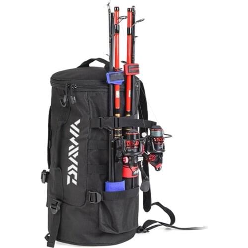 Fishing Bags Men Cylindrical Large Capacity Fishing Tackle Shoulders Backpack Outdoor Storage Travel Carry Multi-Purpose Bag