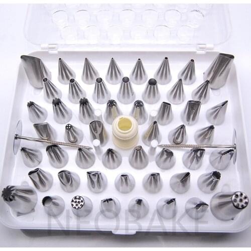 55pcs Nozzles Set Stainless Steel Icing Piping Pastry Fondant Cake Decorating Sugar Craft Nozzle Tips