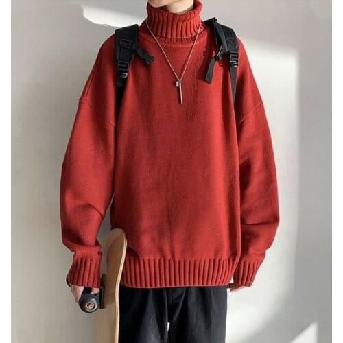 High Necked Mens Korean Trend Casual Bottomed r New Loose And Versatile Student In Autumn And Winter
