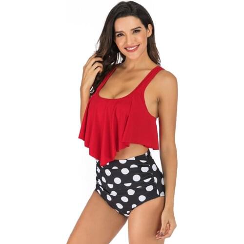 New Arrival Swimsuit Women Swimming Swimwear Bathing Female Biquini Fashion Sexy Swimsuit Sling Print Split High Waist Bikini