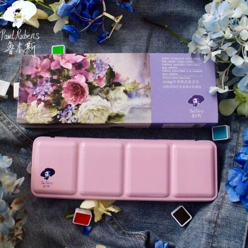 Official Paul Rubens Solid Watercolor Paint Set 24 Color Professional Artist Grade Pigment Portable Perfect for Hobbyist Artist
