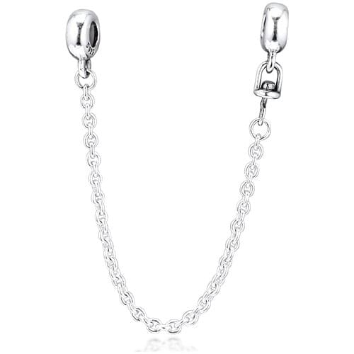 Fits Me Link Bracelet Genuine 925 Sterling Silver Small Hole Safety Chain Charms Beads for Jewelry Making berloques Wholesale